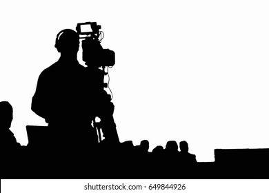 Television Press Conference Production Cameraman Silhouette