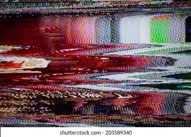 Television Screen With Static Noise Caused By Bad Signal Reception