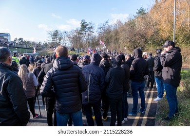 Telford, Shropshire England - Jan 29 22: Telford protests involving Tommy Robinson and Anti Racism groups.