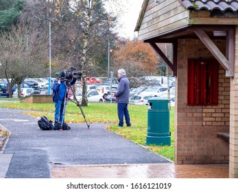 Telford,Shropshire/England - 28 Nov 2019:Television Crew Outside The Princess Rpoyal Hospital In Telford.