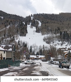 Telluride, Colorado, USA -  Vertical Shot Of Ski Town