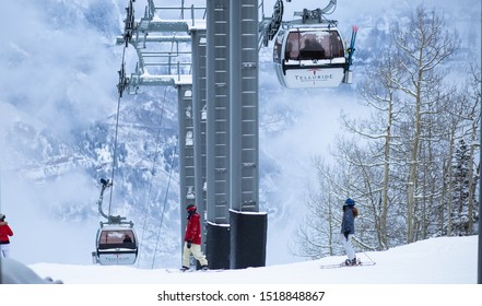 Telluride Gondola Lift Over The Winter. Gondola Travels Between Telluride And Mountain Village Town, Colorado, USA. :Durango, Colorado, USA - Jan 12, 2019