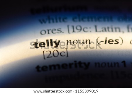 telly word in a dictionary. telly concept.