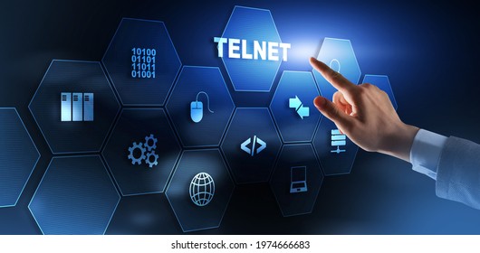 Telnet Virtual Terminal Client. Internet And Network Concept. Teletype Network Protocol