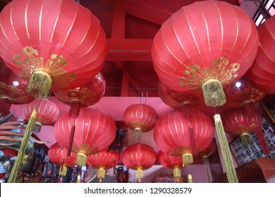 Teluk Sebung,Tanjung Pinang / Indonesia - January 19 2019 The Shangharama Chinese Temple In Bintan Island Have A Big Guan Sheng Jun Statue