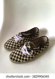 Temanggung, Indonesia - October 05, 2020 - Vans Authentic Checkerboard Black And White Shoes