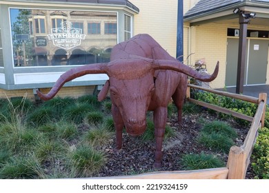 Temecula, CA USA - October 8, 2022:  The Bull Sculpture At The Temecula Stampede In Old Town Temecula.