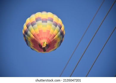 Temecula, California, USA, June 3, 2017, A Hot Air Balloon And Power Lines 