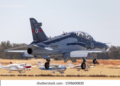 Temora, Australia - November 2, 2013: Royal Australian Air Force (RAAF) BAE Hawk 127 Lead In Fighter Trainer Aircraft A27-18 From No. 76 Squadron Based At RAAF Base Williamtown.