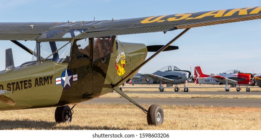 Temora, Australia - November 2, 2013: Cessna O-1G Bird Dog Observational And Forward Air Control (FAC) Aircraft VH-EAZ That Was Used During The Vietnam War.