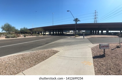 Tempe, Ariz. / US - March 18, 2018 03 18: View South Down Mill Avenue To The Scene Of The First Fatal Accident Involving A Self-driving Car In Which An Uber Vehicle Killed Elaine Herzberg. 3899