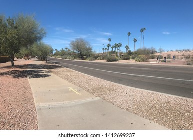 Tempe, Ariz. / US - March 18, 2018 03 18: View Northeast Down Mill Avenue To The Scene Of The First Fatal Accident Involving A Self-driving Car In Which An Uber Vehicle Killed Elaine Herzberg. 3897