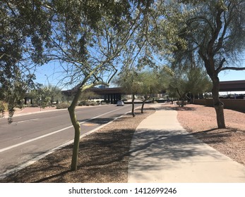 Tempe, Ariz. / US - March 18, 2018 03 18: View South Down Mill Avenue To The Scene Of The First Fatal Accident Involving A Self-driving Car In Which An Uber Vehicle Killed Elaine Herzberg. 3892