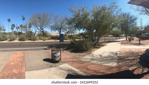 Tempe, Ariz. / US - March 18, 2018 03 18: View Southeast Down Mill Avenue To The Scene Of The First Fatal Accident Involving A Self-driving Car In Which An Uber Vehicle Killed Elaine Herzberg. 3894