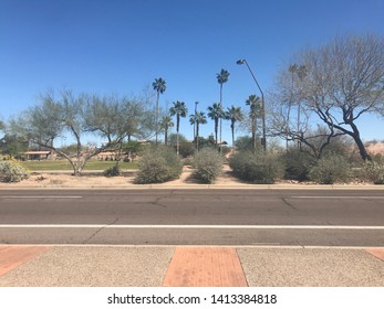 Tempe, Ariz. / US - March 18, 2018 03 18: View East Across Mill Avenue To The Scene Of The First Fatal Accident Involving A Self-driving Car In Which An Uber Vehicle Killed Elaine Herzberg. 3883