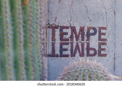 Tempe Arizona City Sign Near Cactus