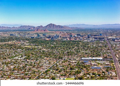 Tempe, Arizona skyline, viewed south to north, summertime 2019