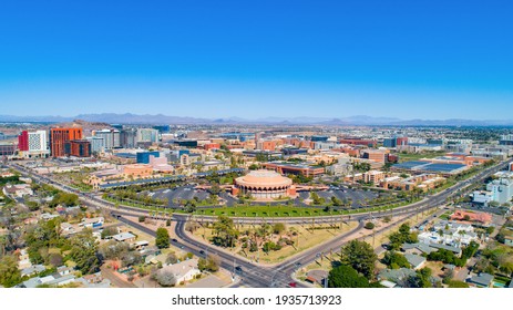 Tempe, Arizona, USA Downtown Drone Skyline Aerial.