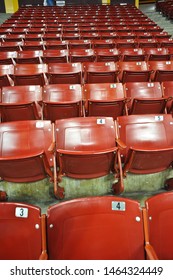 TEMPE, AZ / USA - FEBRUARY 6 2011:  Row Of Maroon Arena Seats Inside The 14,000-seat ASU Wells Fargo Arena Before An Event.