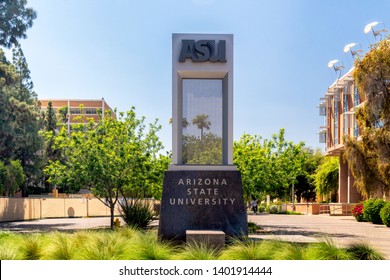 TEMPE, AZ/USA - APRIL 10, 2019: Entrance Sign To The Campus Of Arizona State University.