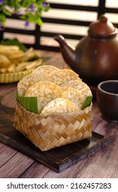 Tempe Chips Are Traditional Indonesian Food, Placed In A Bamboo Basket