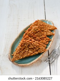 Tempeh Or Tempe. Tempe Is A Traditional Indonesian food Made From fermented soybeans. Selective Focus 