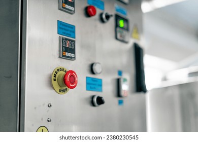 Temperature control panel with buttons on a refrigerator in a specialty alcoholic beverage production plant - Powered by Shutterstock