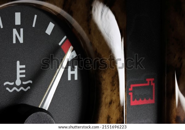 temperature gauge in car\
dashboard - hot