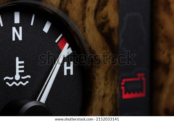 temperature gauge in car
dashboard - hot