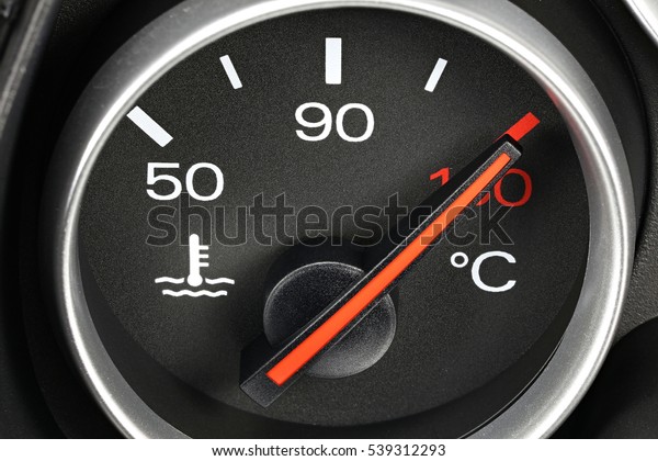 temperature gauge in car\
dashboard - hot