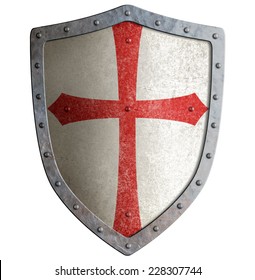 Templar Or Crusader Metal Shield Isolated On White