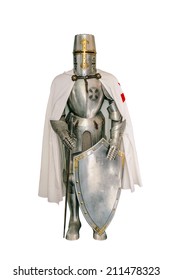 Templar knight isolated over a white background