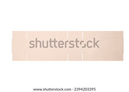 Template of cardboard box mockup with die-cut pattern isolated over white background. Length 28cm x Width 10cm x Height 10cm