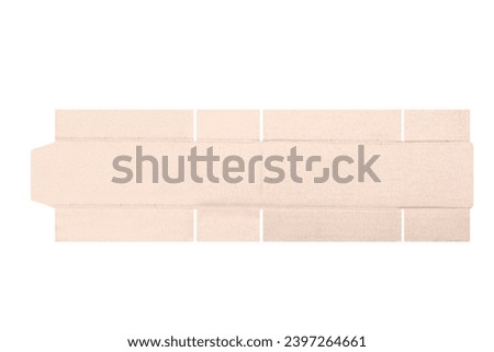 Template of cardboard box mockup with die-cut pattern isolated over white background. Length 15cm x Width 7cm x Height 7cm