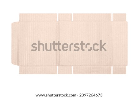 Template of cardboard box mockup with die-cut pattern isolated over white background. Length 13cm x Width 5cm x Height 15cm