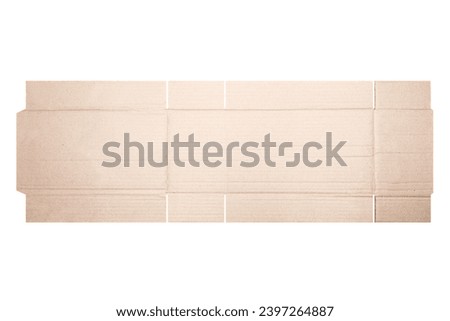 Template of cardboard box mockup with die-cut pattern isolated over white background. Length 25cm x Width 10cm x Height 15cm
