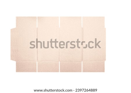 Template of cardboard box mockup with die-cut pattern isolated over white background. Length 10cm x Width 10cm x Height 16cm
