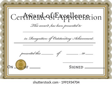 Template of certificate of appreciation with frame pattern and copy space. certificate template design concept