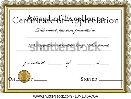 Template of certificate of appreciation with frame pattern and copy space. certificate template design concept