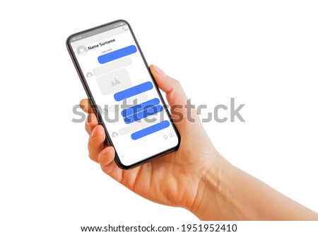 Template for mobile phone with empty chat bubbles on the screen