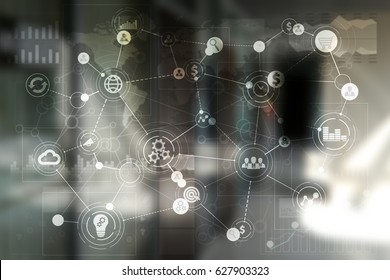 Template for text, Virtual screen Background with icons. Business, internet technology and networking concept. 