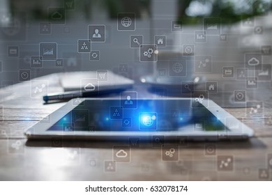Template for text, Virtual screen Background. Business, internet technology and networking concept.
