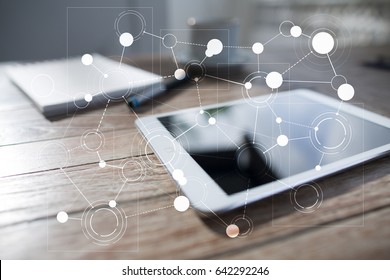 Template for text, Virtual screen Background with icons. Business, internet technology and networking concept.