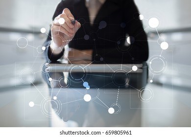 Template for text, Virtual screen Background with icons. Business, internet technology and networking concept.