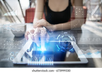 Template for text, Virtual screen Background. Business, internet technology and networking concept.
