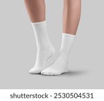 Template of white long socks on women