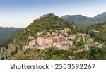 Temple of Agia Sofia and uphill castle of Mystras, Sparta, Peloponnese, Greece