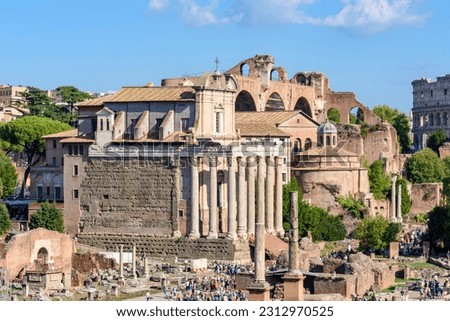 Temple of Antoninus and Faustina (Tempio di Antonino e Faustina) in Roman Forum, Rome, Italy