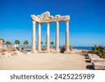Temple of Apollo at the ancient city of Side in Antalya region on the Mediterranean coast of Turkey.