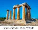 Temple of Apollo at Ancient Corinth archaeological site in Greece.